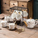 Marble Pattern Gold Trim Ceramic Tea Set-6