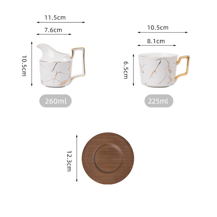 Marble Pattern Gold Trim Ceramic Tea Set-8