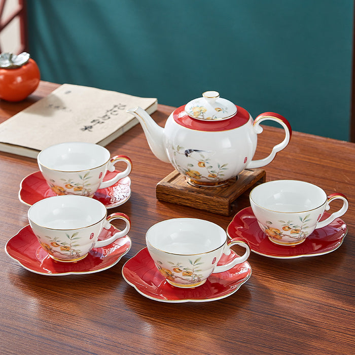 Bone China Persimmon Pattern Tea Set-2