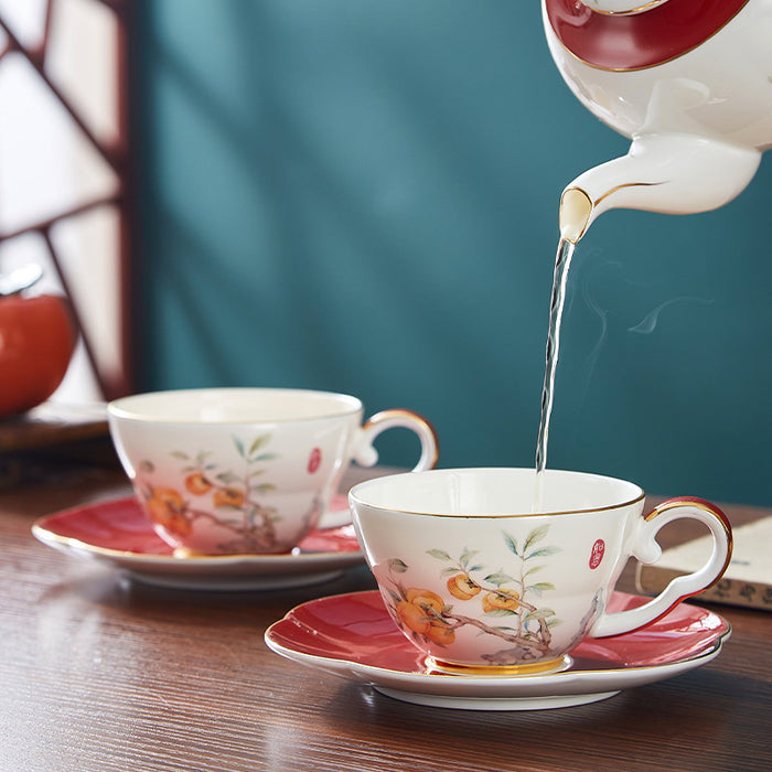 Bone China Persimmon Pattern Tea Set-3