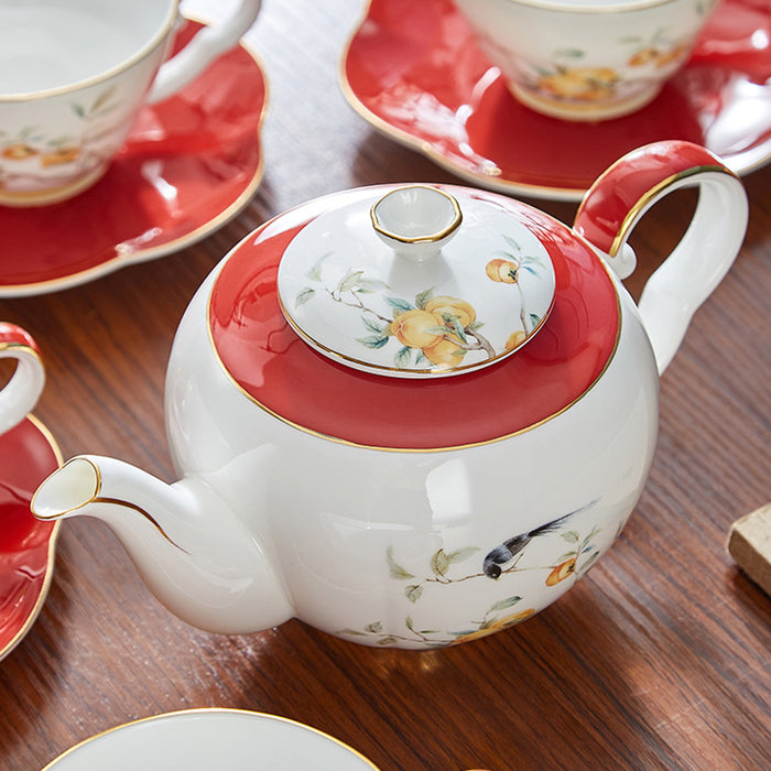 Bone China Persimmon Pattern Tea Set-4
