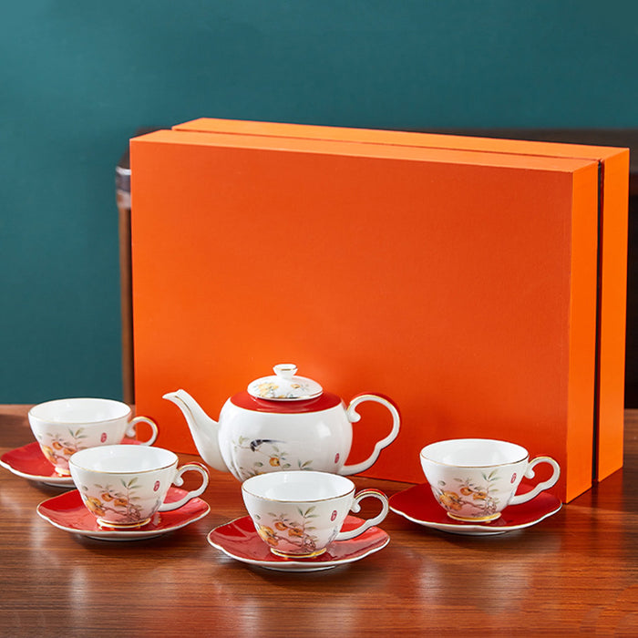 Bone China Persimmon Pattern Tea Set-5