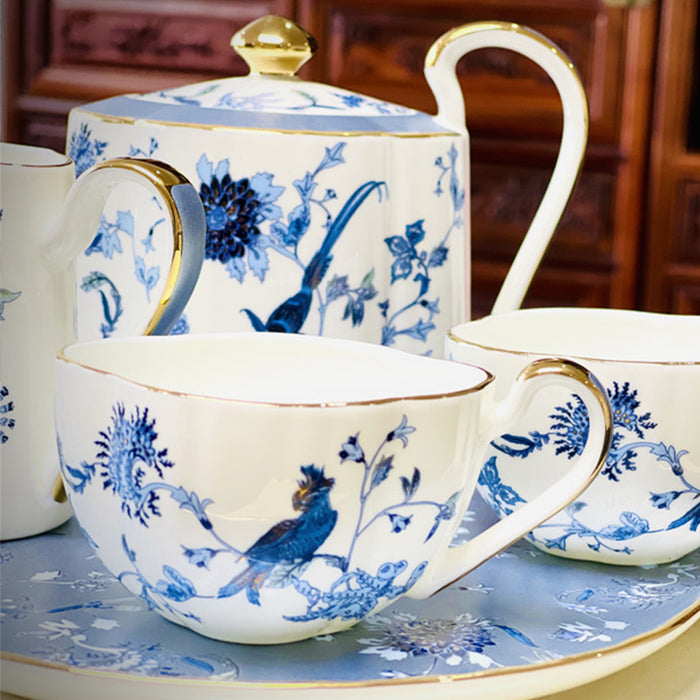 Flower and Bird Bone China Tea Gold Trim Tea Set-2