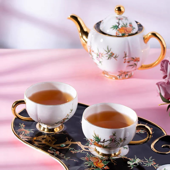 Branches and Flowers Bone China Gold Trim Tea Set-3