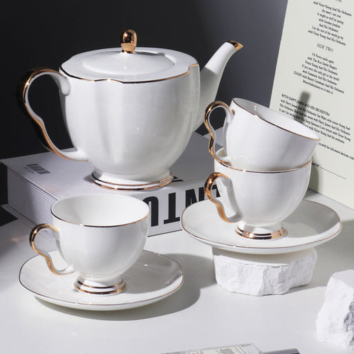 Simple White Bone China Tea Set-2