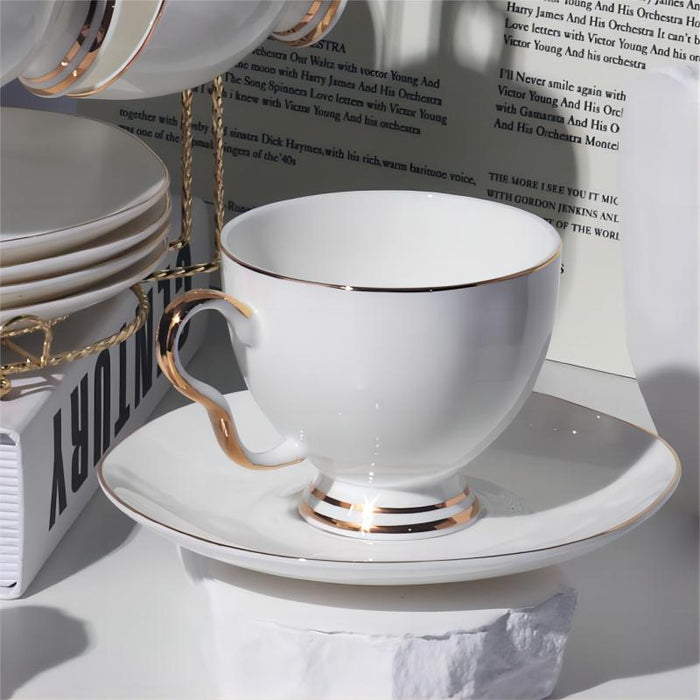 Simple White Bone China Tea Set-3