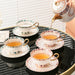 Gem Pattern Bone China Gold Trim Tea Set-4