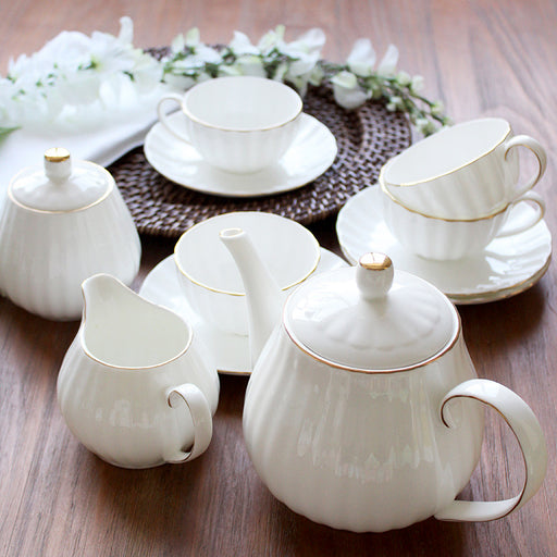 Gold Trim Bone China Pumpkin Coffee Set-2