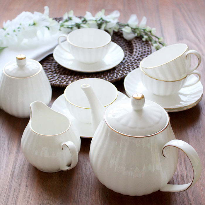 Gold Trim Bone China Pumpkin Coffee Set-2