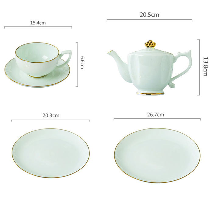 Jingdezhen Gold Trim Celadon Tea Set-9