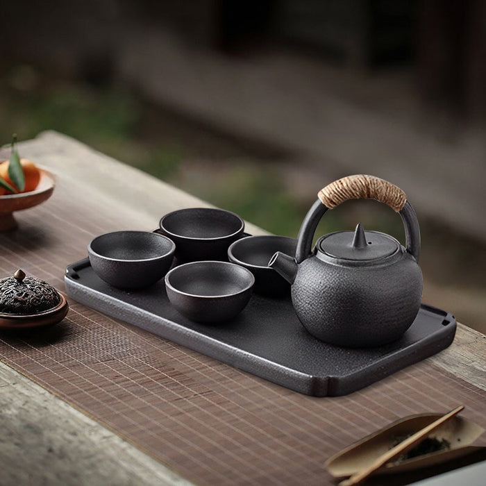 Black and White Ceramic Kung Fu Tea Set-6