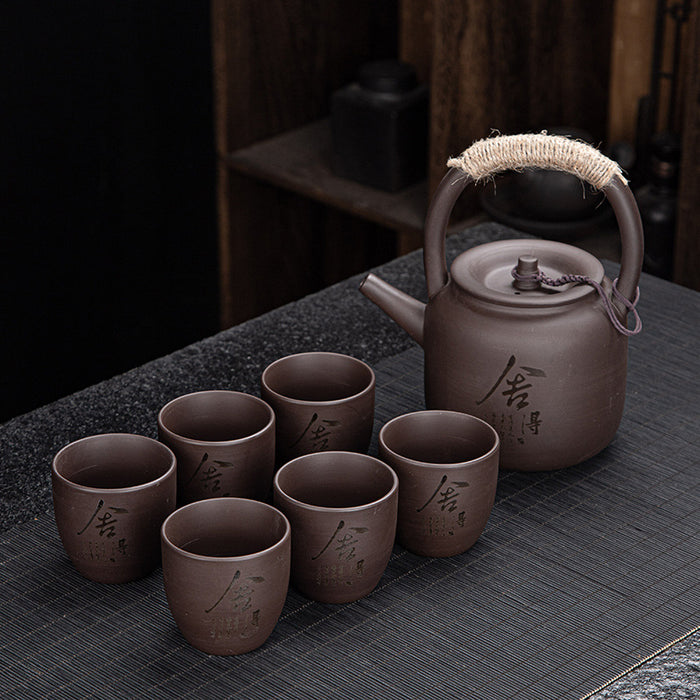 Chinese Printing Purple Clay Kung Fu Tea Set-2