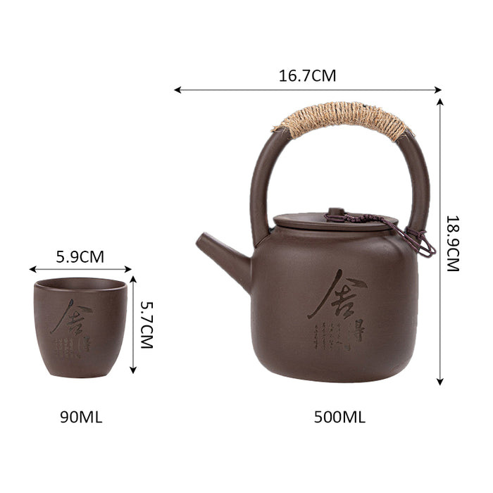 Chinese Printing Purple Clay Kung Fu Tea Set-3