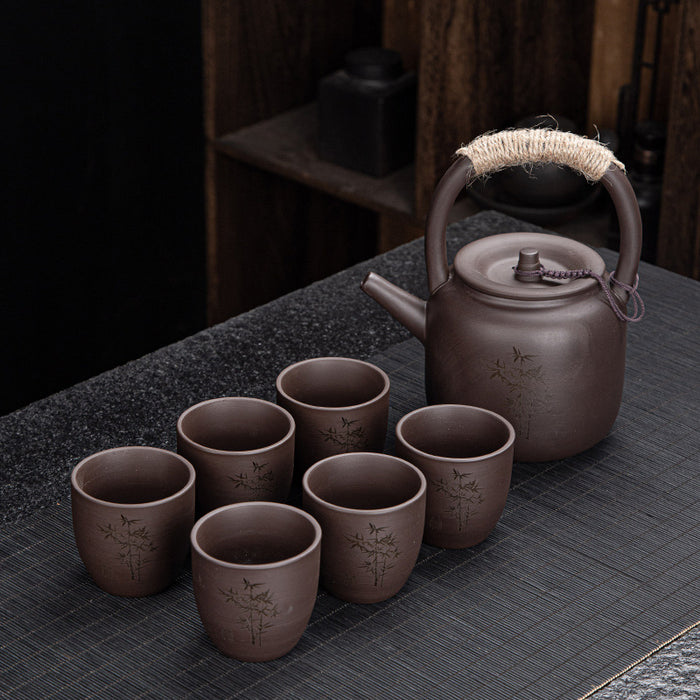 Chinese Printing Purple Clay Kung Fu Tea Set-5