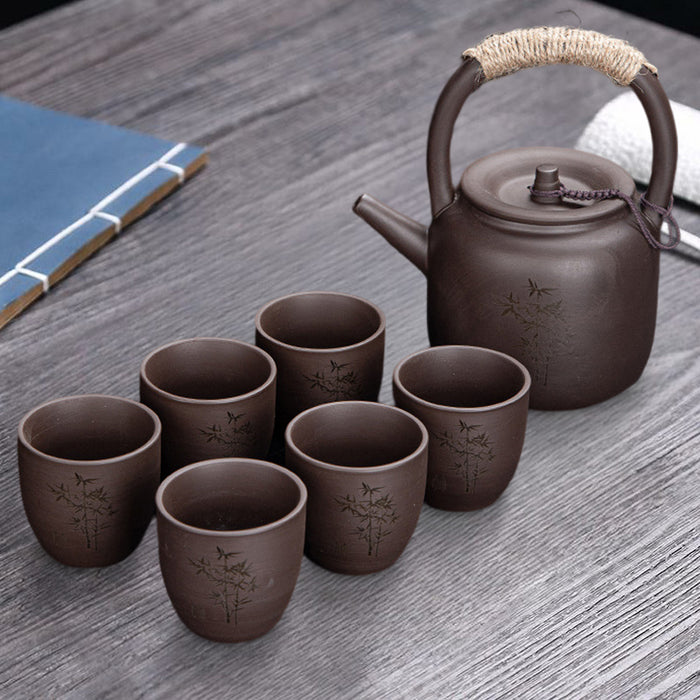 Chinese Printing Purple Clay Kung Fu Tea Set-6