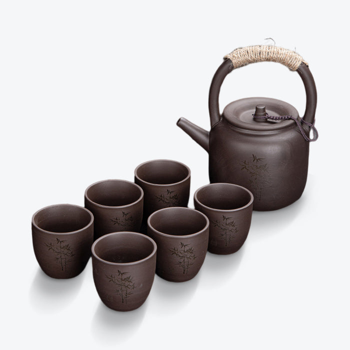 Chinese Printing Purple Clay Kung Fu Tea Set-4