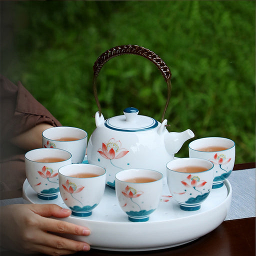 Chinese Classical Lotus Ceramic Kung Fu Tea Set-2