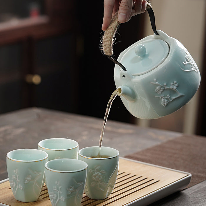 Relief Plum Blossom Kung Fu Tea Set-3