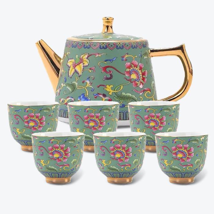 Enamel Relief Ceramic Kung Fu Tea Set-8