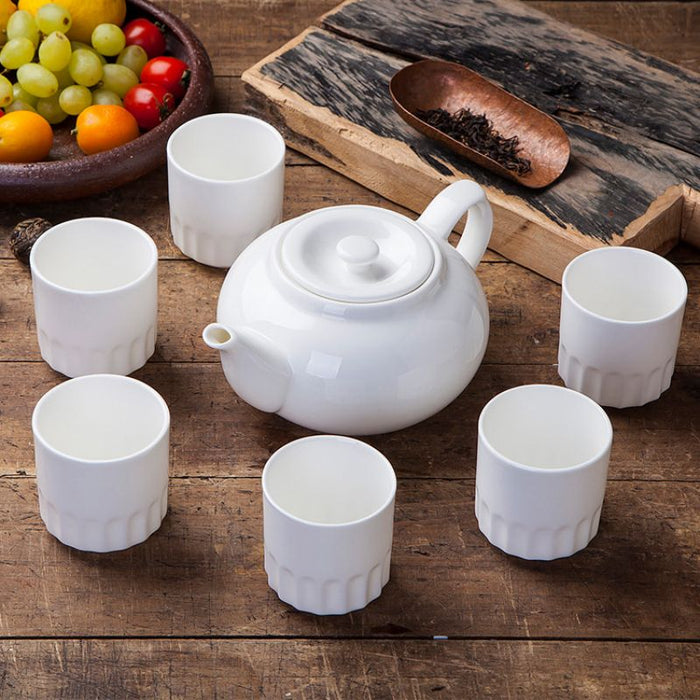 White Vertical Ceramic Kung Fu Tea Set-2