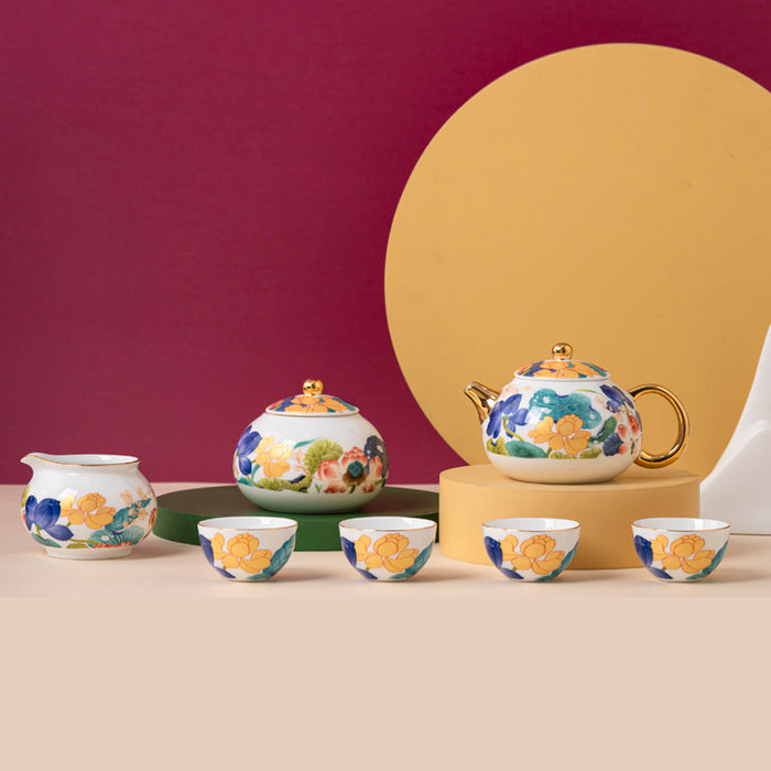 Lotus Enamel Kung Fu Tea Set-2