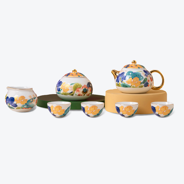 Lotus Enamel Kung Fu Tea Set-1