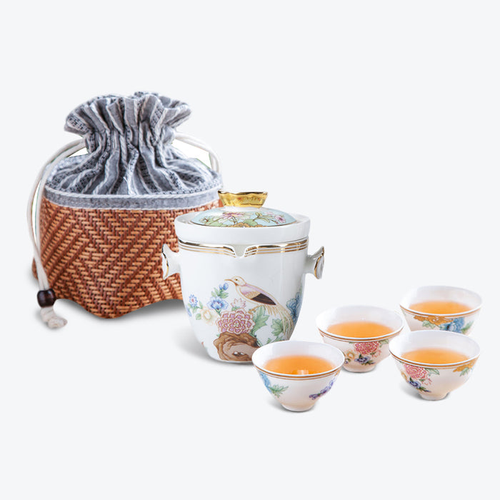 Flower and Bird Travel Kung Fu Tea Set-1