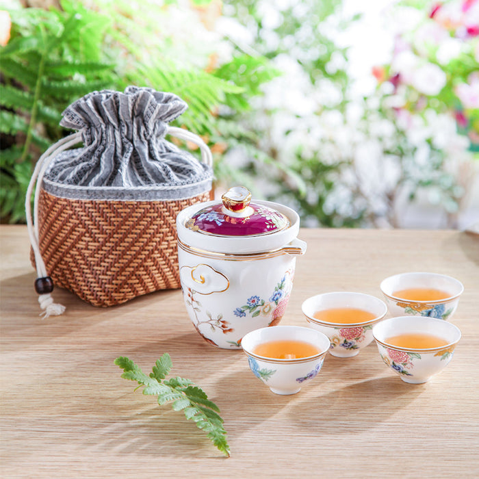 Flower and Bird Travel Kung Fu Tea Set-5