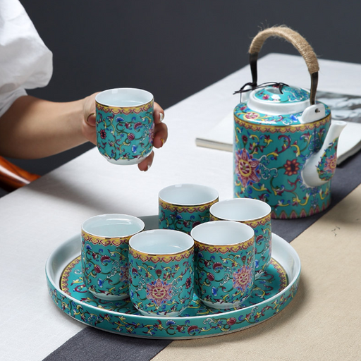 Enamel Flowers Kung Fu Tea Set-2