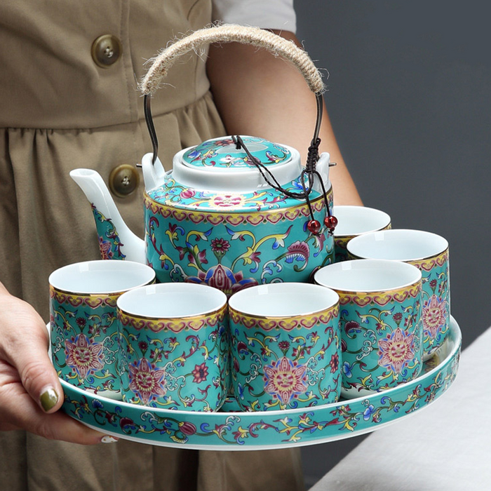 Enamel Flowers Kung Fu Tea Set-3