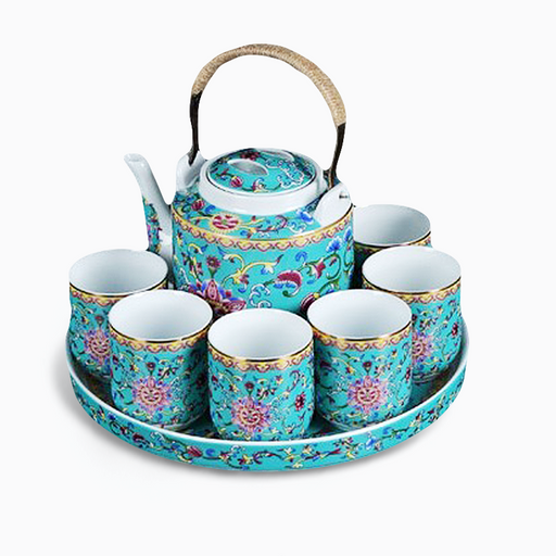 Enamel Flowers Kung Fu Tea Set-1