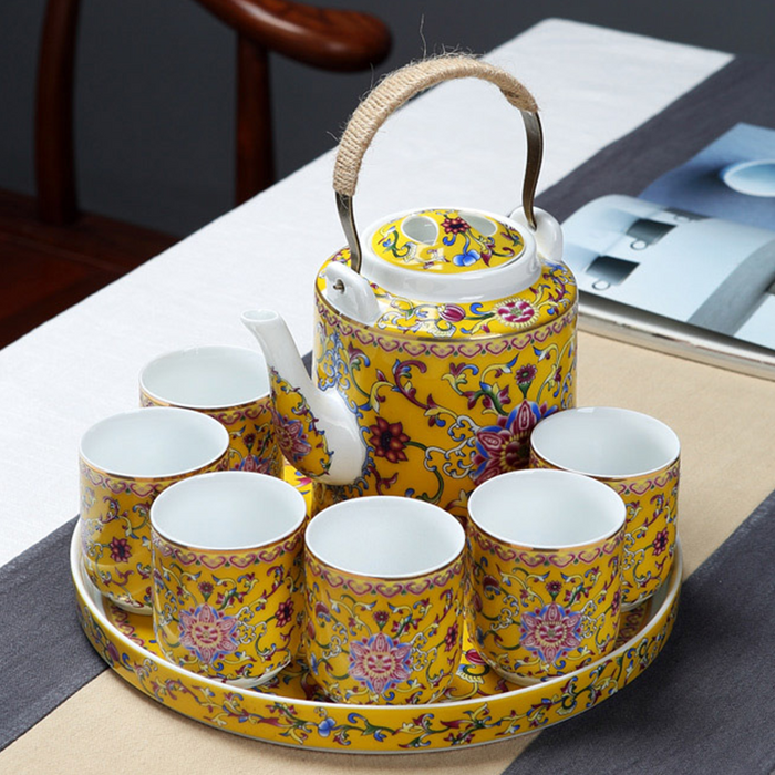 Enamel Flowers Kung Fu Tea Set-5