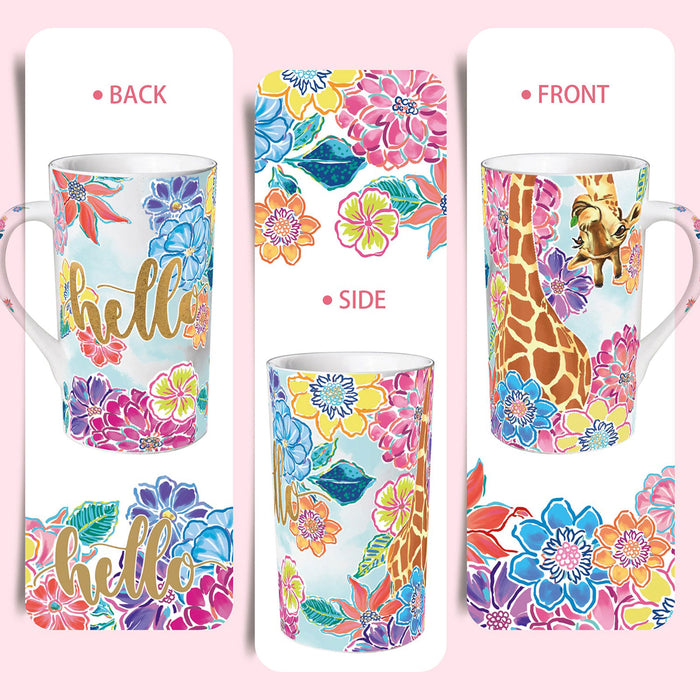 Giraffe Flowers Ceramic Coffee Mug - HauSweet