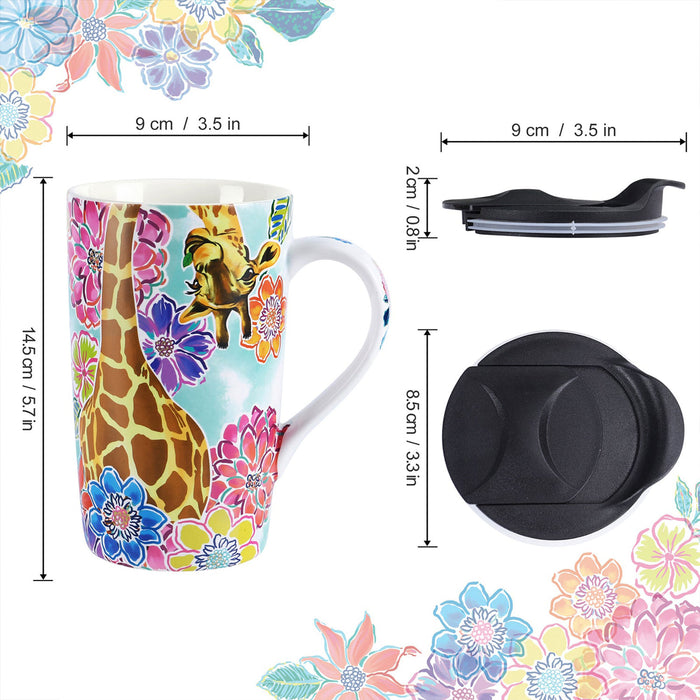 Giraffe Flowers Ceramic Coffee Mug - HauSweet