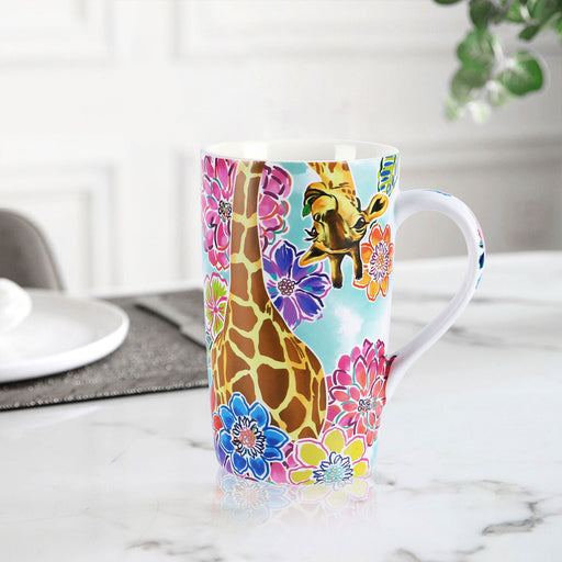 Giraffe Flowers Ceramic Coffee Mug - HauSweet