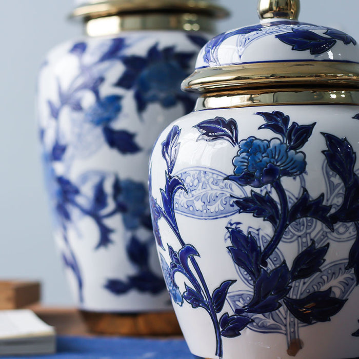 Blue and White Porcelain Ginger Jar