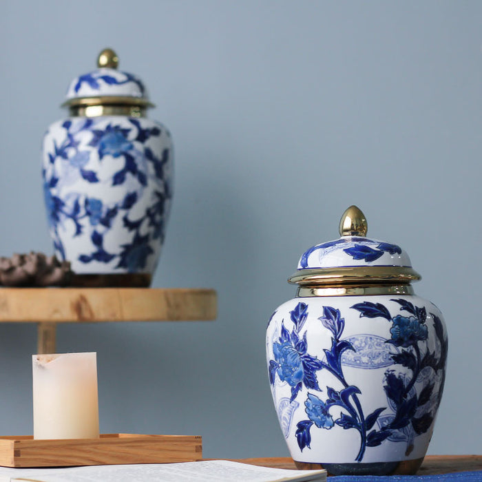 Blue and White Porcelain Ginger Jar